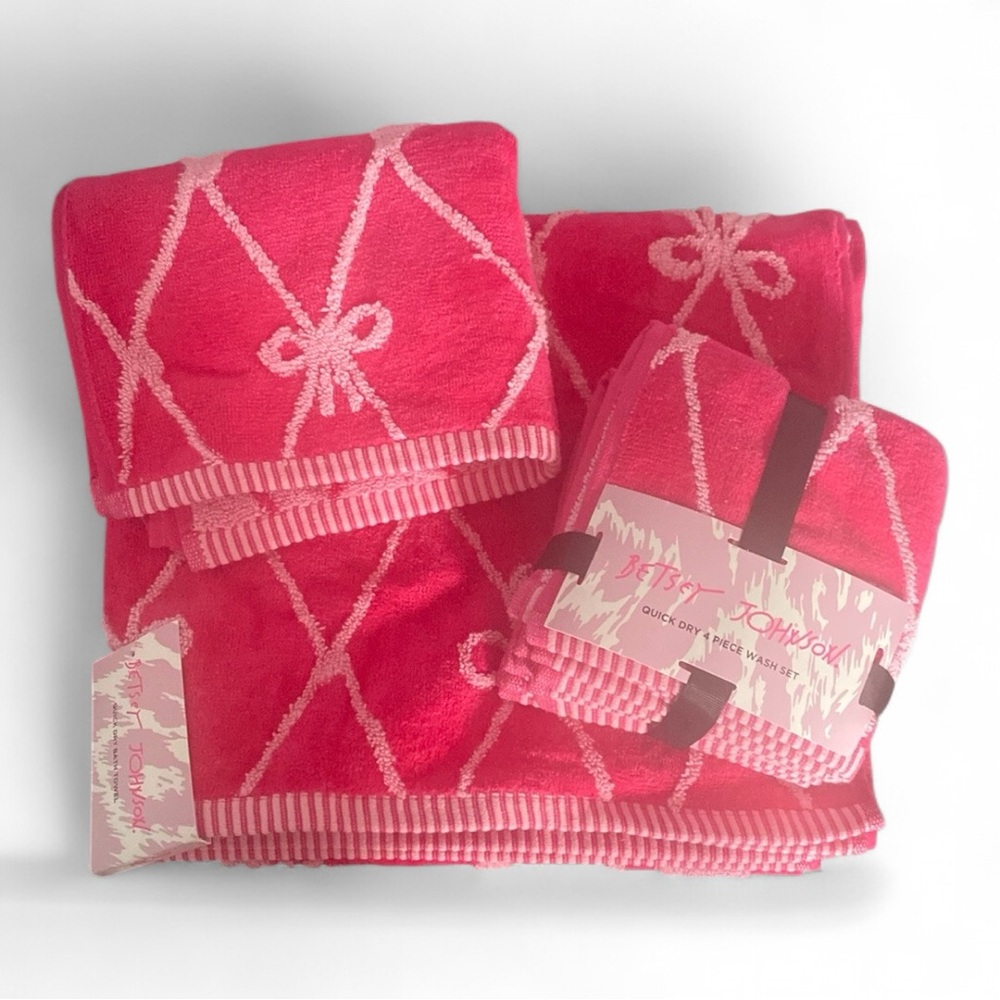RESTOCKED BETSEY JOHNSON PINK BOWS PINK 6PC BATHROOM BATH TOWEL SET 🎀